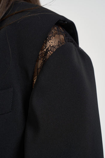 Giacca donna monopetto con pizzo nera - 5