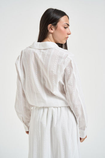 Camicia donna con ricami bianca - 4