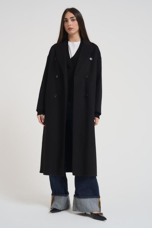 Cappotto donna doppiopetto lungo nero