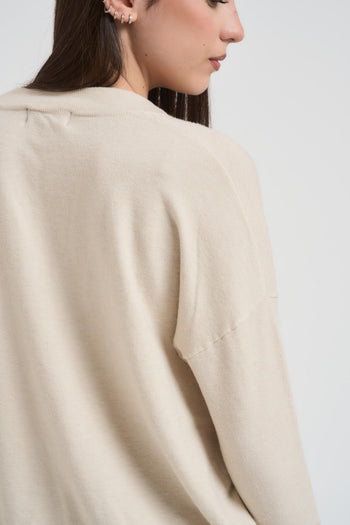 Cardigan donna con scollo a V panna - 4