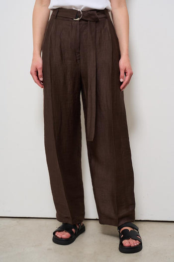 Pantalone donna a palazzo marrone - 3