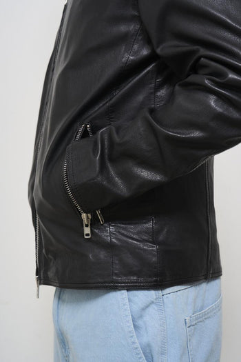 Men's black leather jacket - 4