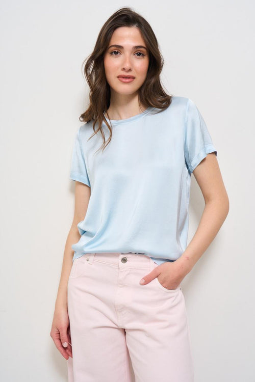 T-shirt donna celeste girocollo