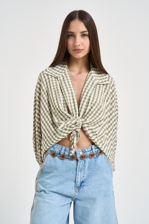 Camicia donna a quadretti verde - 2