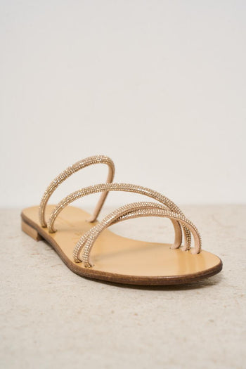 Sandalo donna con strass dorati - 3
