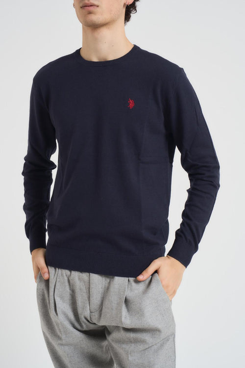 Maglia uomo girocollo cotone e cashmere blu - 2