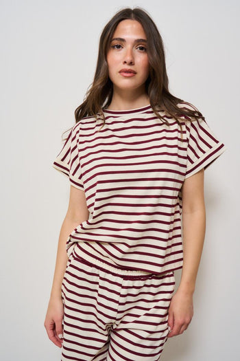 Completo donna a righe rosso mattone - 4