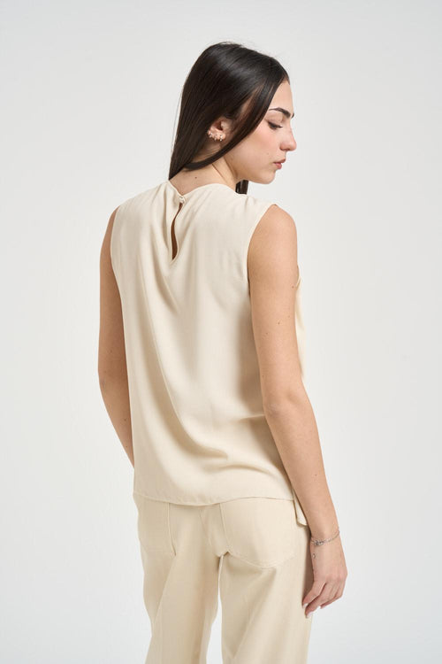 Blusa donna con nodo panna - 2