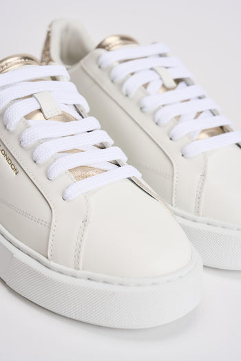 Sneakers donna in pelle con strass oro - 4