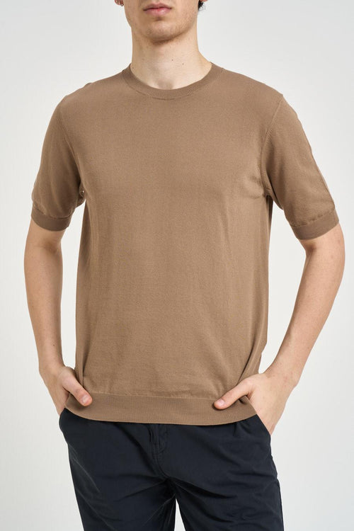 T-shirt uomo in maglia marrone