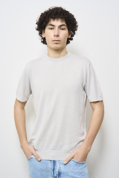 T-shirt uomo in maglia grigio perla