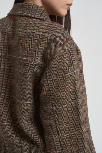 Giacca donna a scacchi marrone - 6