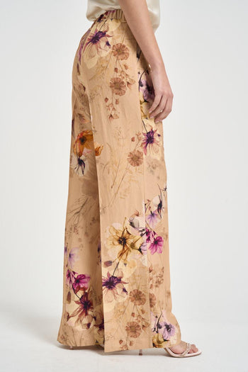 Pantalone donna in tessuto leggero con stampa floreale - 4