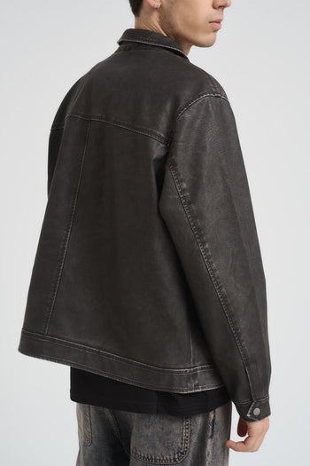 Giubbotto uomo in pelle nero - 4