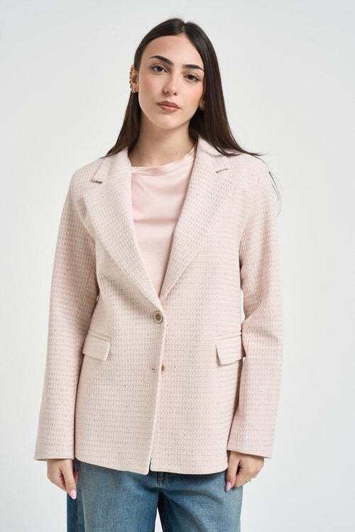 Blazer donna bouclé rosa cipria