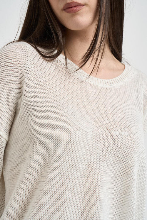 Maglia donna scollo a barca panna - 2
