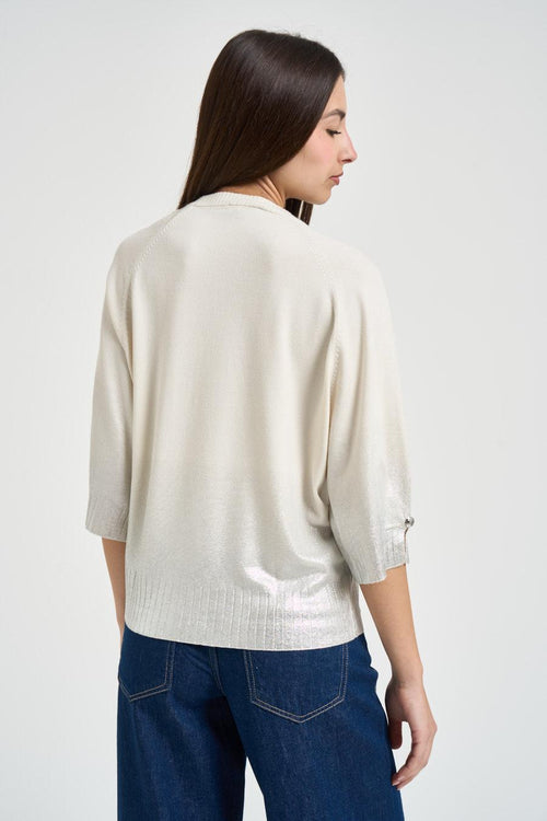 Maglia donna manica a tre quarti panna - 2