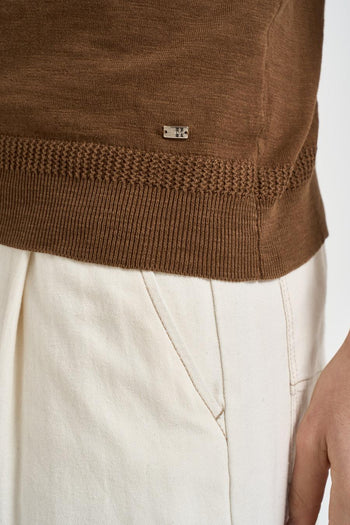 T-shirt uomo in maglia marrone - 4