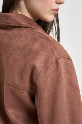 Giubbotto donna in suede marrone - 4