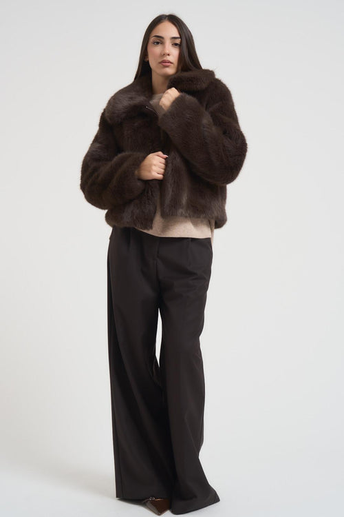 Cappotto donna in pelliccia marrone