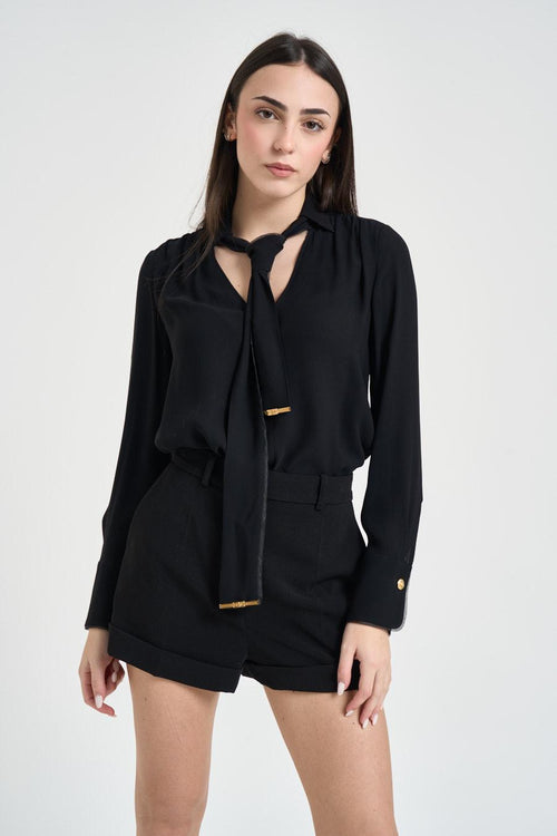 Camicia donna con foulard nera