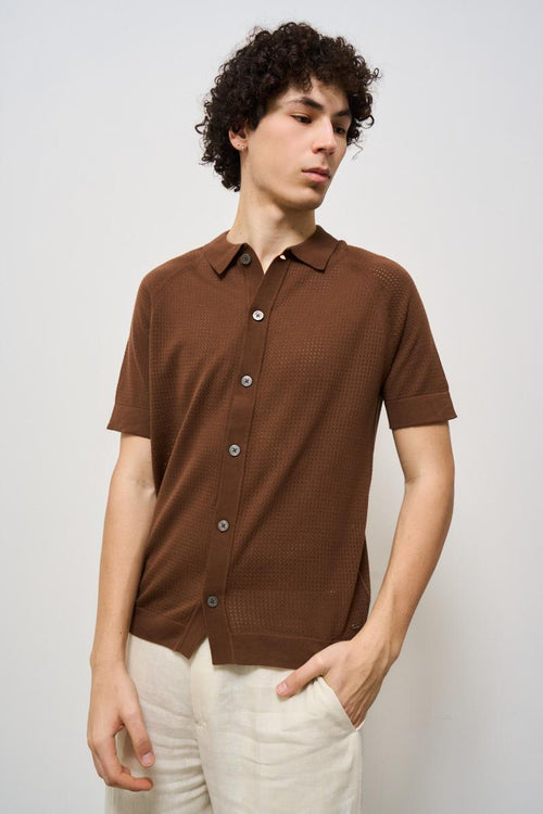 Polo uomo in maglia marrone - 2