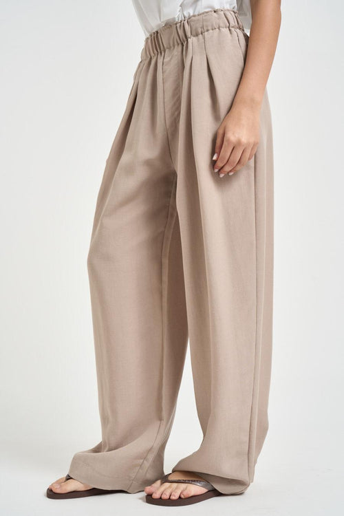 Pantalone donna con pinces beige - 2