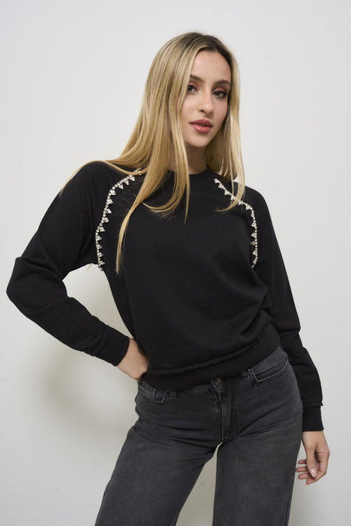Women's sweatshirt with black rhinestones - 2