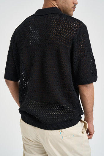 Polo uomo traforata nera - 5