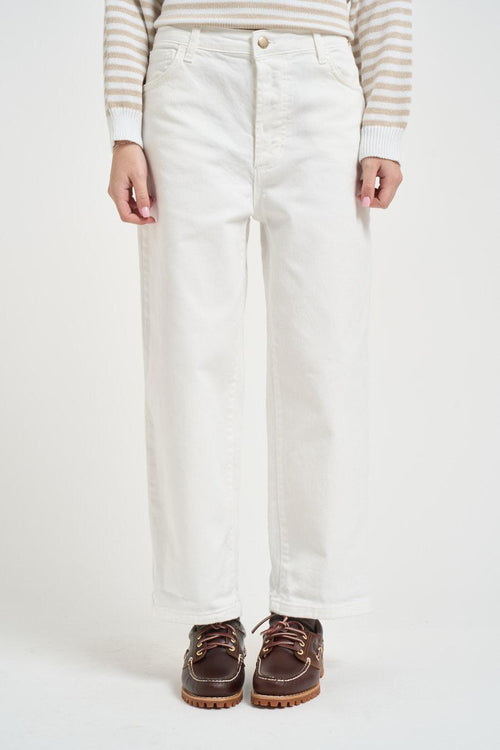 Jeans donna gamba dritta in denim bianco