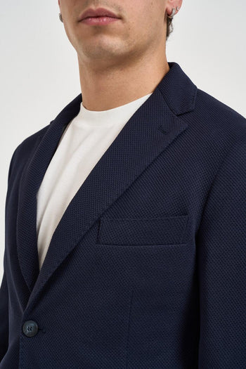 Giacca uomo monopetto blu navy effetto textured - 3