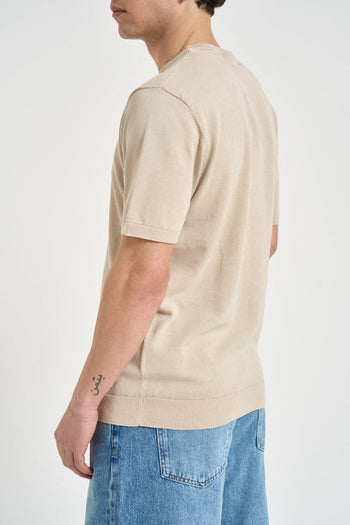 T-shirt uomo in maglia avorio - 4
