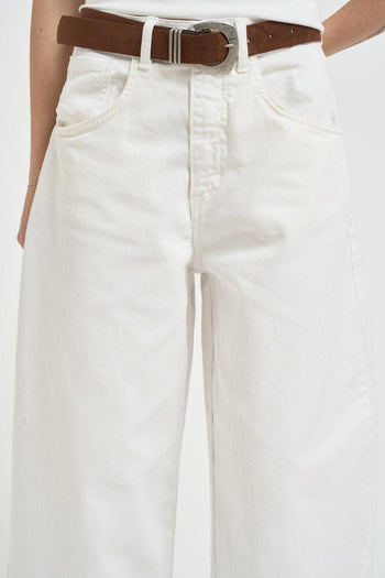 Jeans donna balloon in denim bianco - 6