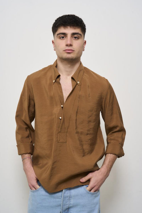Camicia uomo marrone