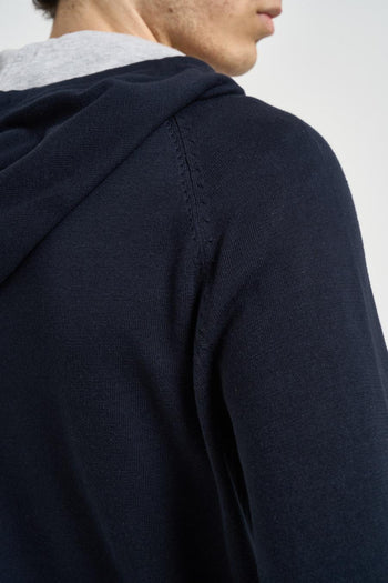 Felpa uomo con zip blu - 5