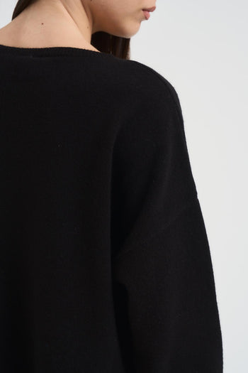 Maglia over donna scollo a barca nera - 6