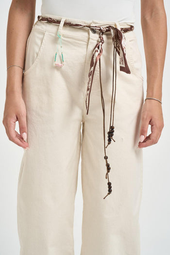 Pantalone donna bianco burro - 6