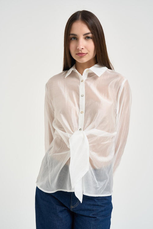 Camicia donna con nodo bianca