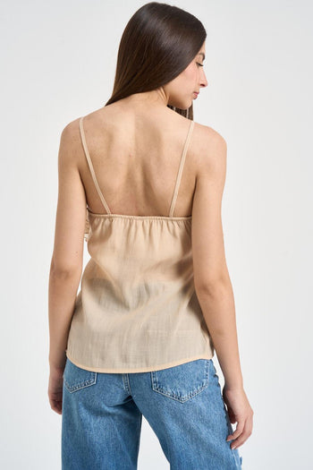 Top donna sabbia con volant - 3