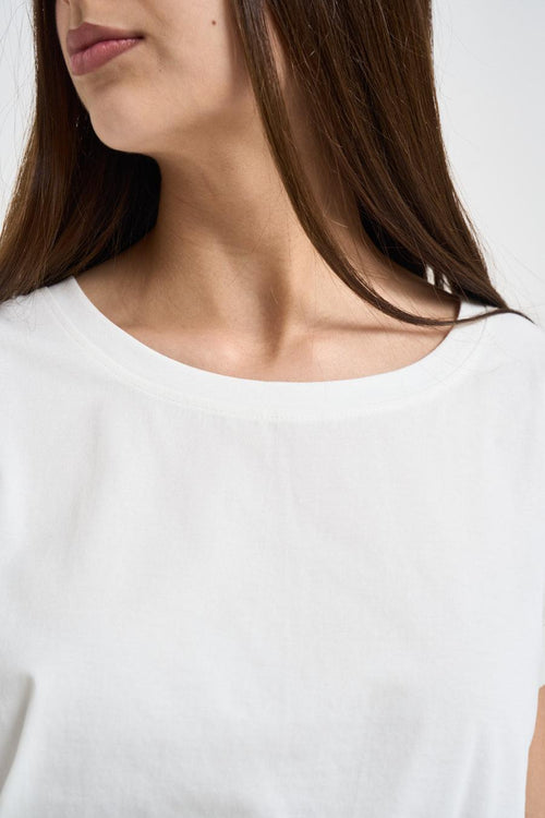 T-shirt donna con retro semitrasparente bianca - 2
