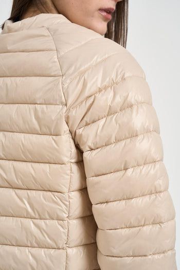Piumino donna maniche a tre quarti beige - 6