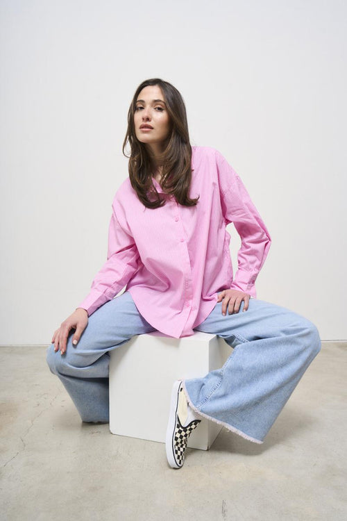 Camicia donna a righe rosa