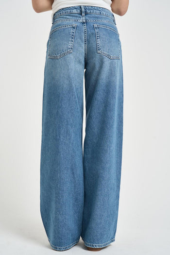 Jeans donna wide leg in denim medio - 3