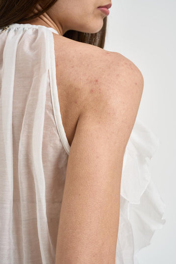 Top donna con volant bianco - 4