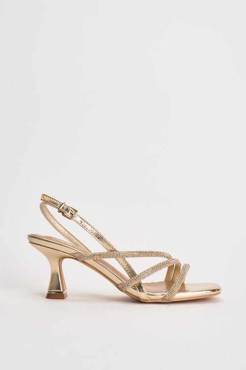 Sandalo donna oro con strass