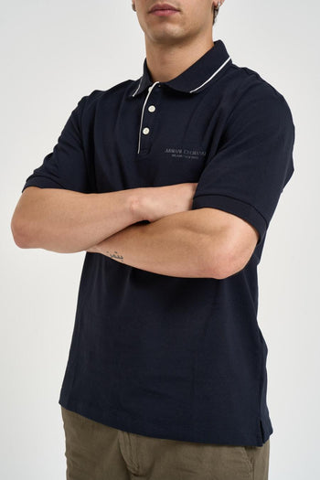 Polo uomo in cotone blu navy - 3