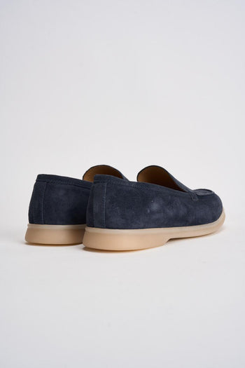Mocassino uomo in suede blu navy - 6