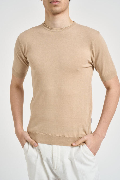 T-shirt uomo in maglia beige