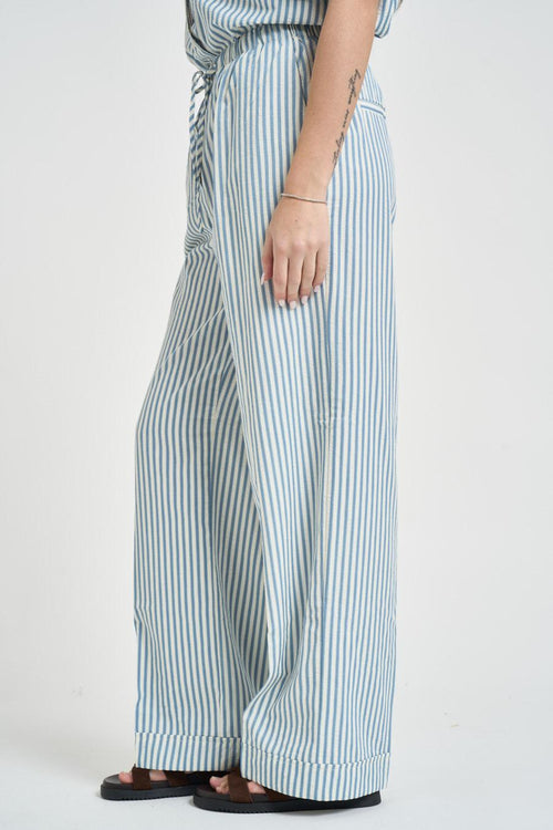 Pantalone donna a righe celeste - 2