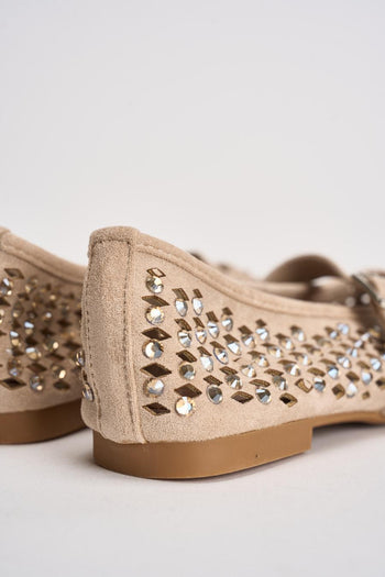 Ballerina donna con strass beige - 7